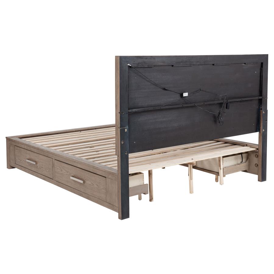 Kenora 56-inch Eastern King LED Storage Bed Barley Brown view 8