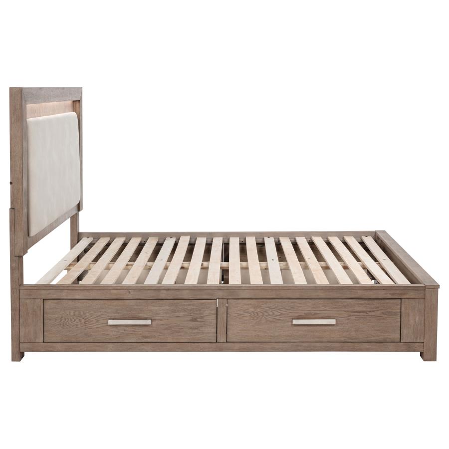 Kenora 56-inch Queen LED Storage Bed Barley Brown view 9