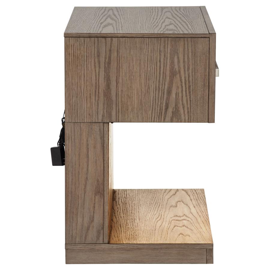 Kenora 1-drawer Nightstand Bedside Table Barley Brown view 9