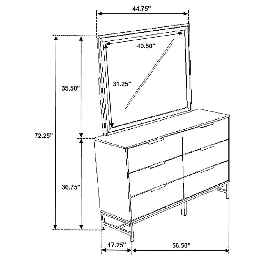 Sonora 6-drawer Dresser with Mirror White view 12