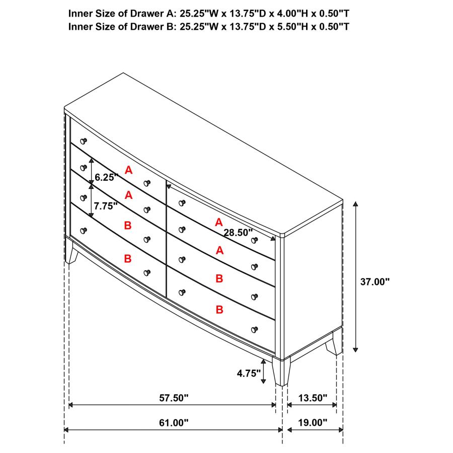 Granada 8-drawer Dresser Cabinet Natural Pine view 13