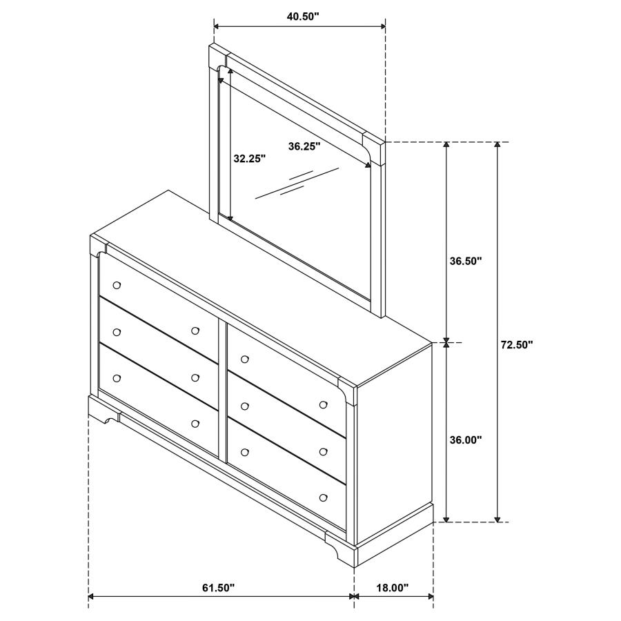 Gran Park 6-drawer Dresser and Mirror Dark Cocoa view 13
