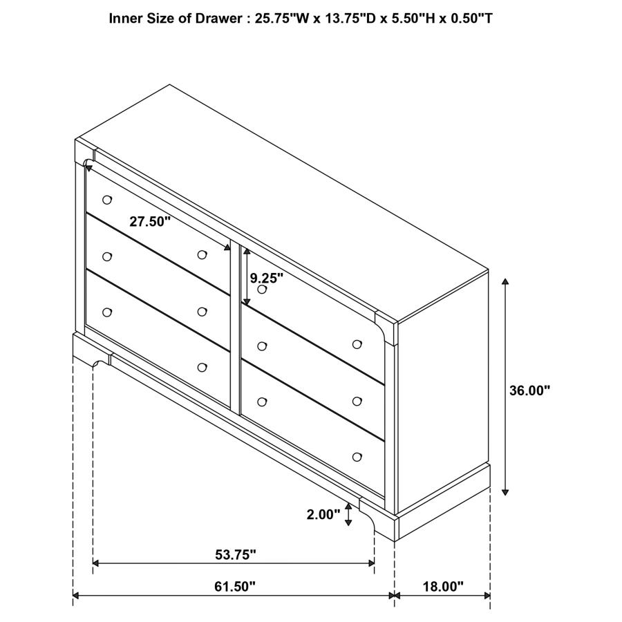 Gran Park 6-drawer Dresser Cabinet Dark Cocoa view 13