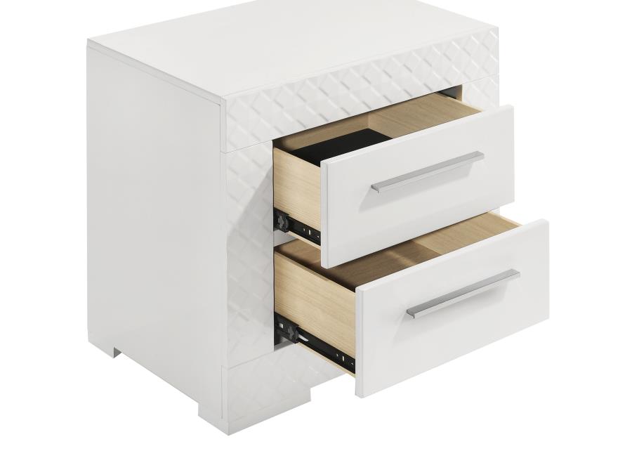 Ives 2-drawer Nightstand Bedside Table White High Gloss view 10