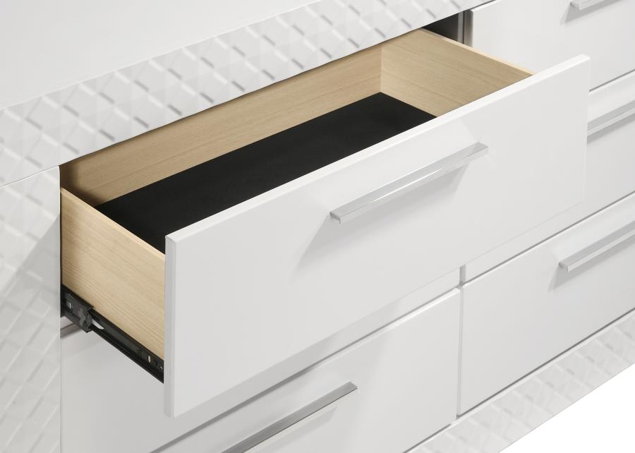Ives 6-drawer Dresser and Mirror White High Gloss view 10
