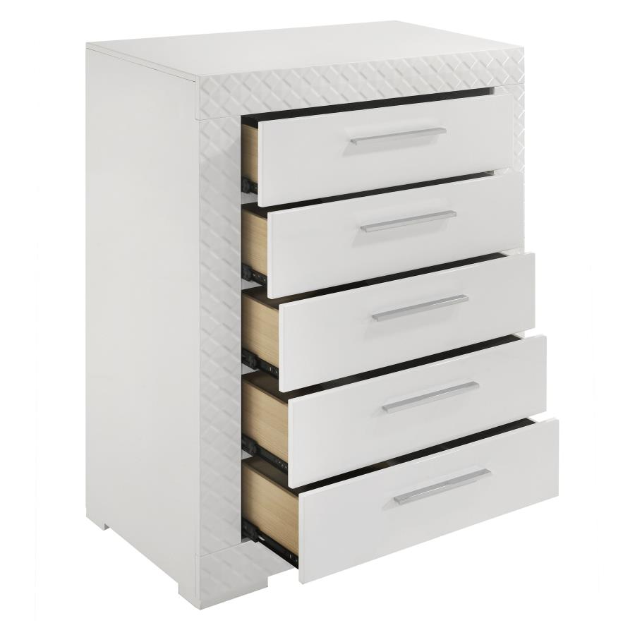 Ives 5-drawer Bedroom Chest of Drawers White High Gloss view 10