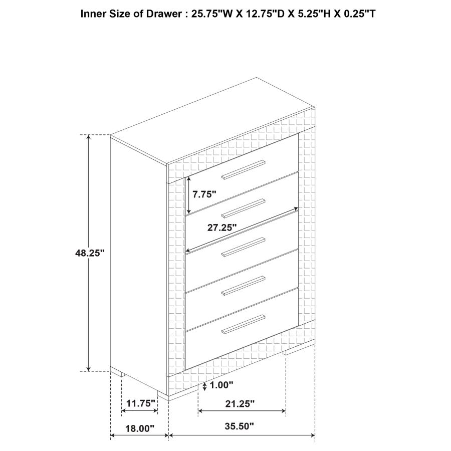 Ives 5-drawer Bedroom Chest of Drawers White High Gloss view 13
