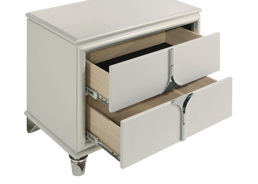 Olivia 2-drawer Nightstand Bedside Table Pearl White view 10