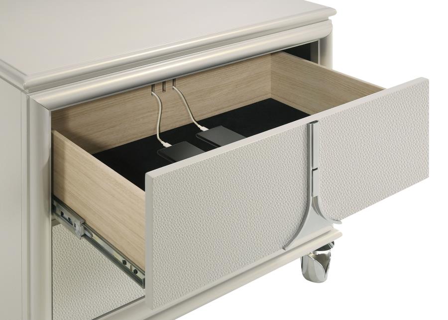 Olivia 2-drawer Nightstand Bedside Table Pearl White view 11
