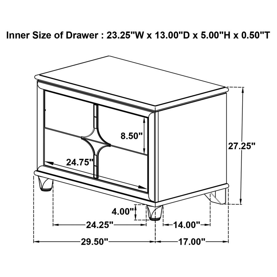 Olivia 2-drawer Nightstand Bedside Table Pearl White view 16