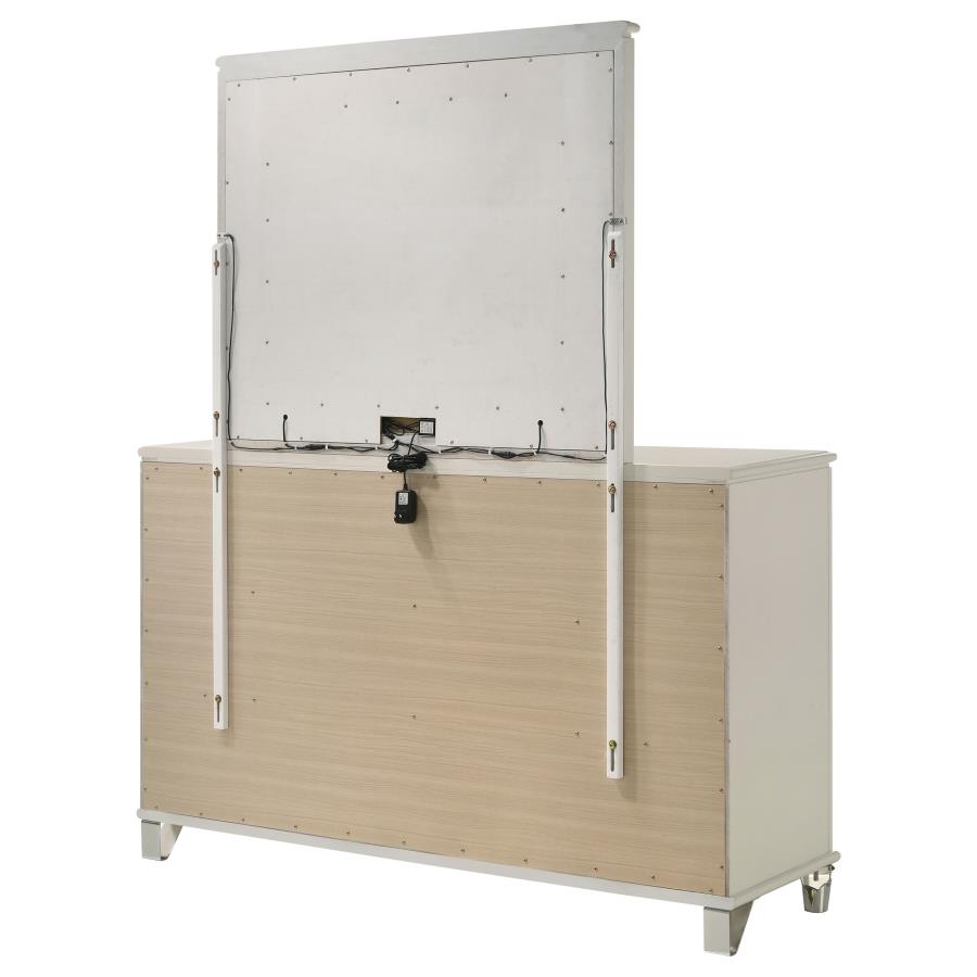 Olivia 6-drawer Dresser and LED Mirror Pearl White view 8