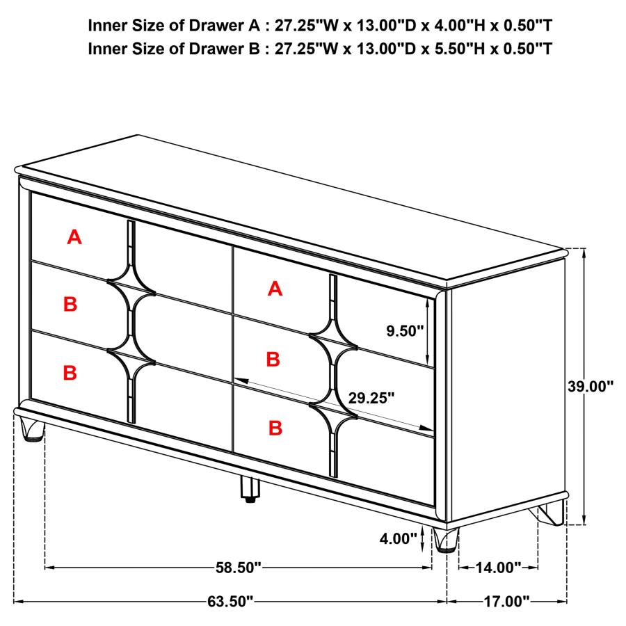 Olivia 6-drawer Dresser Cabinet Pearl White view 16