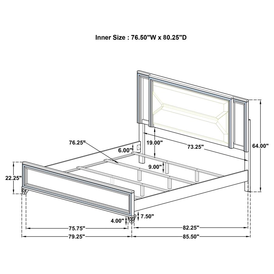Marmore 64-inch Eastern King Panel Bed LED Headboard White view 12