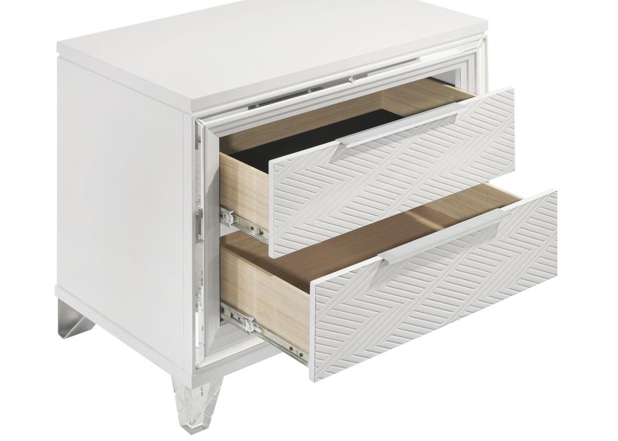 Marmore 2-drawer Nightstand Bedside Table White view 11