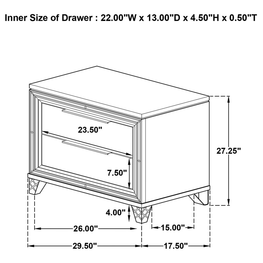 Marmore 2-drawer Nightstand Bedside Table White view 16