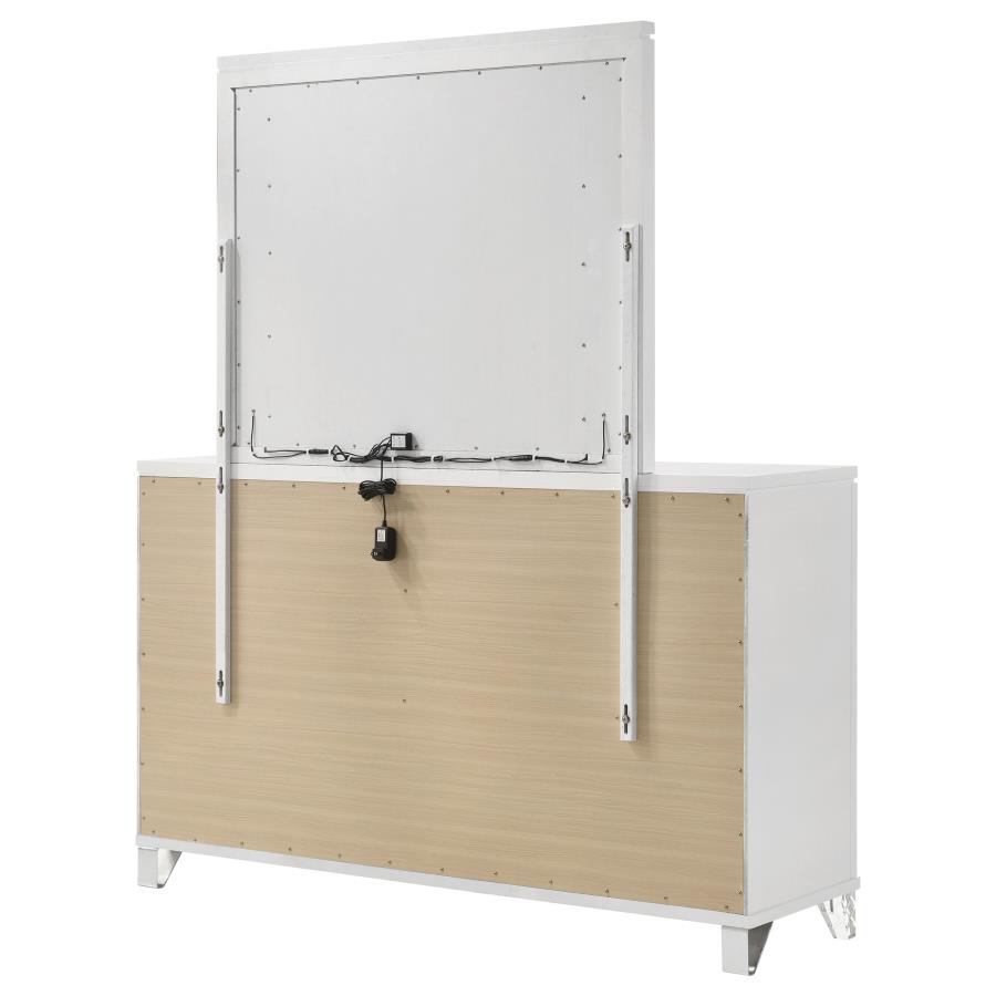 Marmore 9-drawer Dresser and LED Mirror White view 8