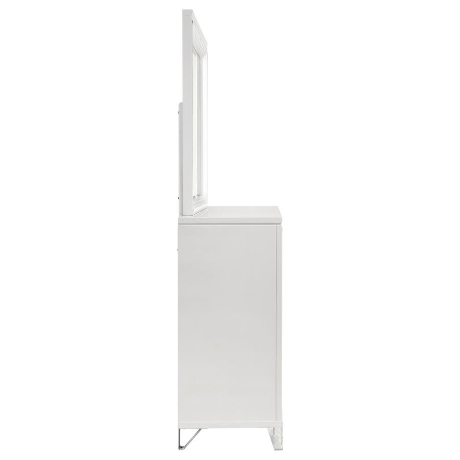 Marmore 9-drawer Dresser and LED Mirror White view 9
