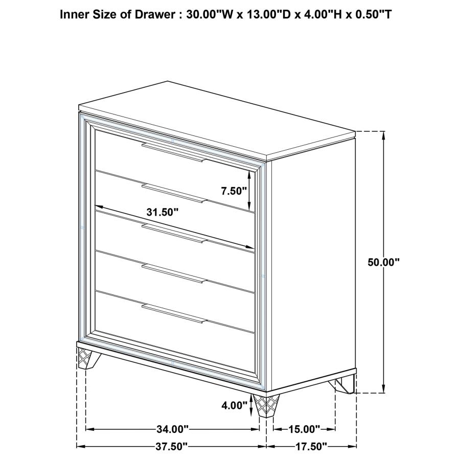 Marmore 5-drawer Bedroom Chest of Drawers White view 14