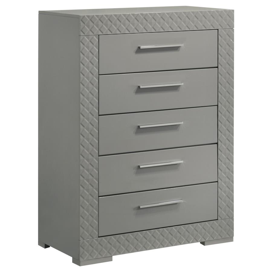 Ives 5-piece Eastern King Bedroom Set Grey High Gloss view 11