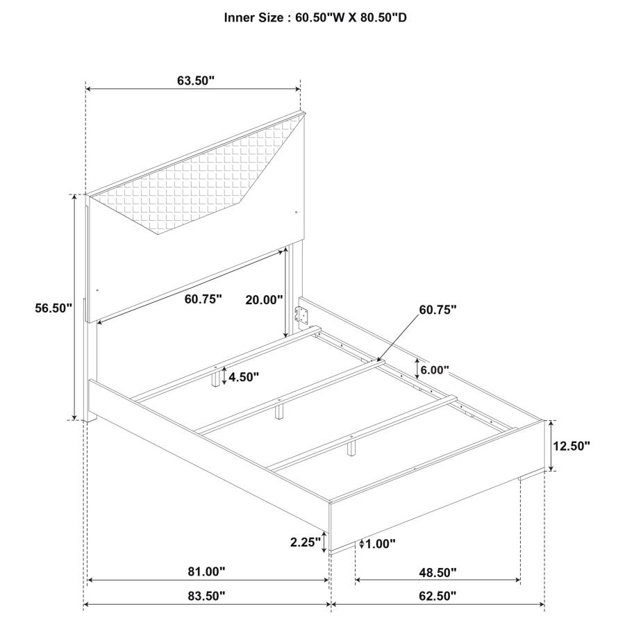 Ives Queen Panel Bed LED Headboard Grey High Gloss view 9