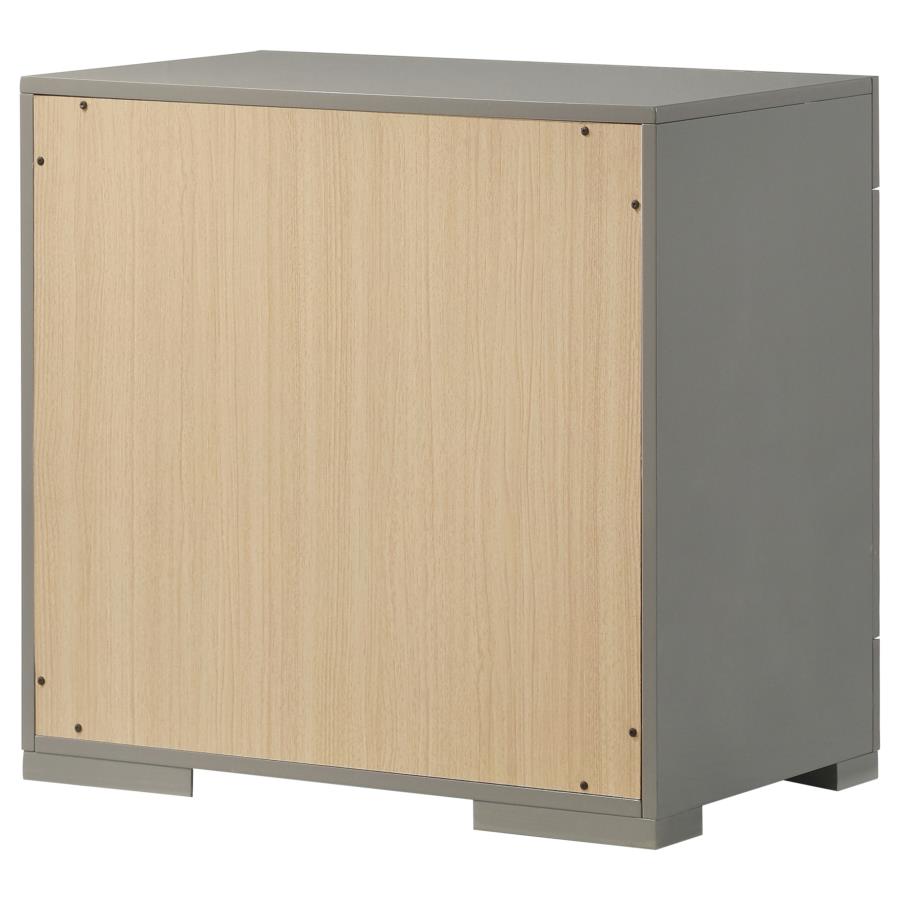 Ives 2-drawer Nightstand Bedside Table Grey High Gloss view 8