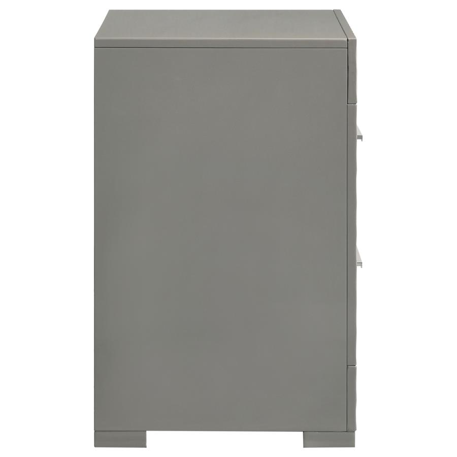 Ives 2-drawer Nightstand Bedside Table Grey High Gloss view 9