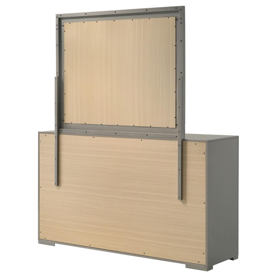 Ives 6-drawer Dresser and Mirror Grey High Gloss view 8
