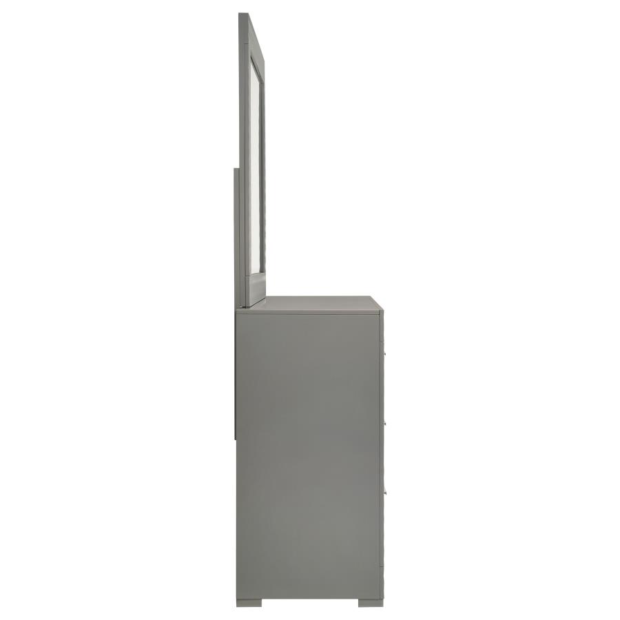 Ives 6-drawer Dresser and Mirror Grey High Gloss view 9