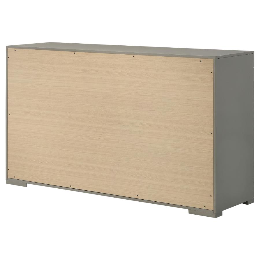 Ives 6-drawer Dresser Cabinet Grey High Gloss view 8