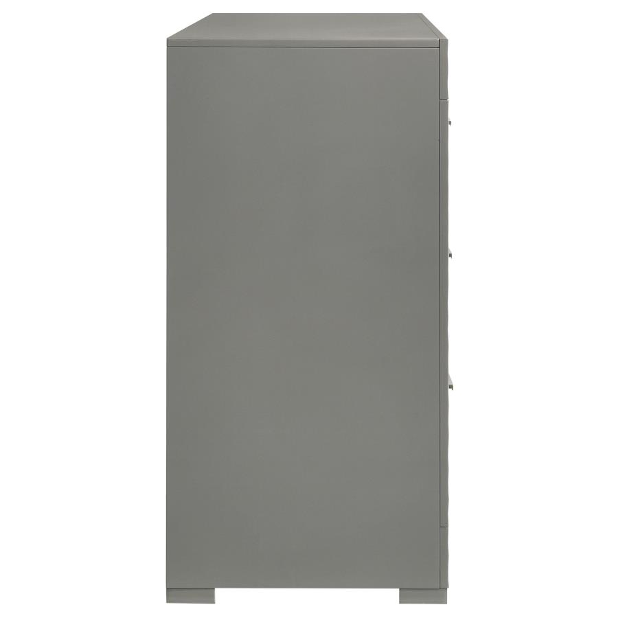 Ives 6-drawer Dresser Cabinet Grey High Gloss view 9