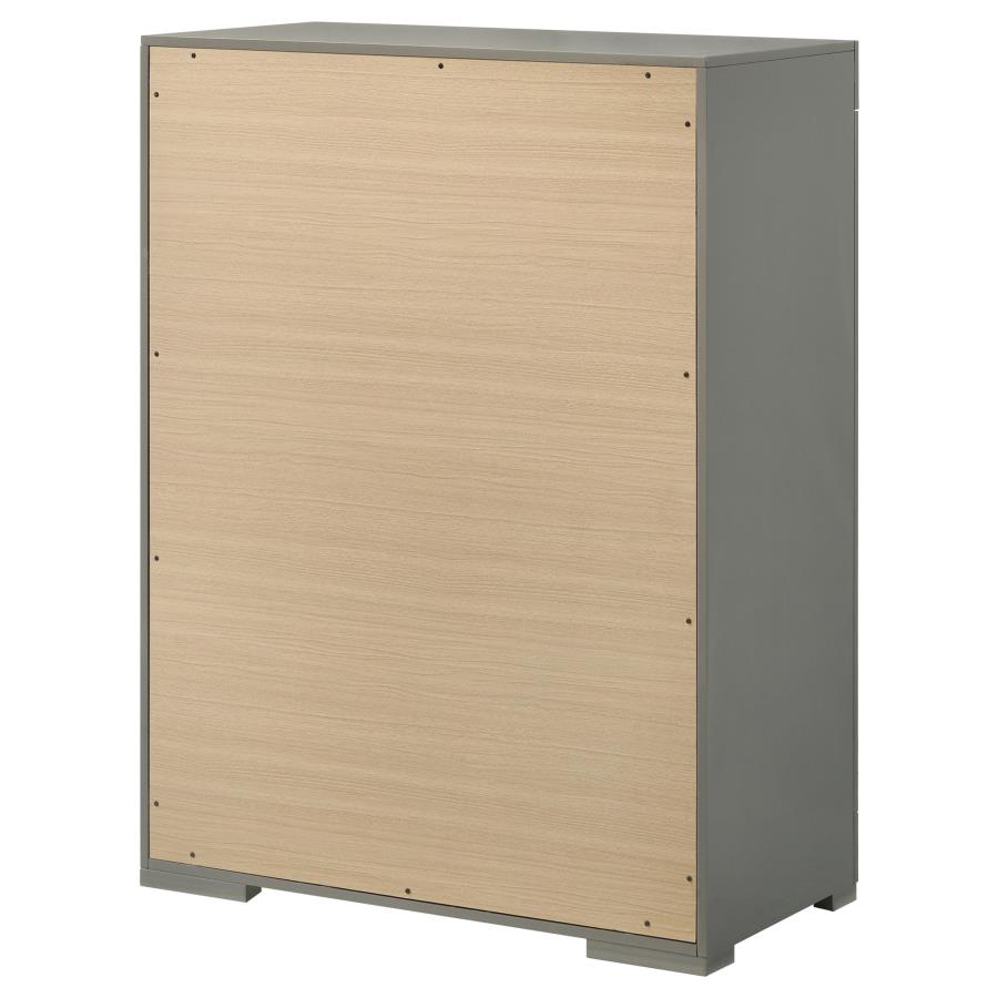 Ives 5-drawer Bedroom Chest of Drawers Grey High Gloss view 8