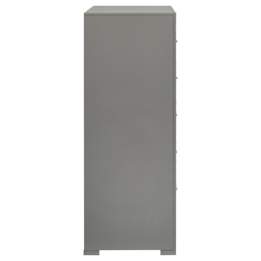 Ives 5-drawer Bedroom Chest of Drawers Grey High Gloss view 9