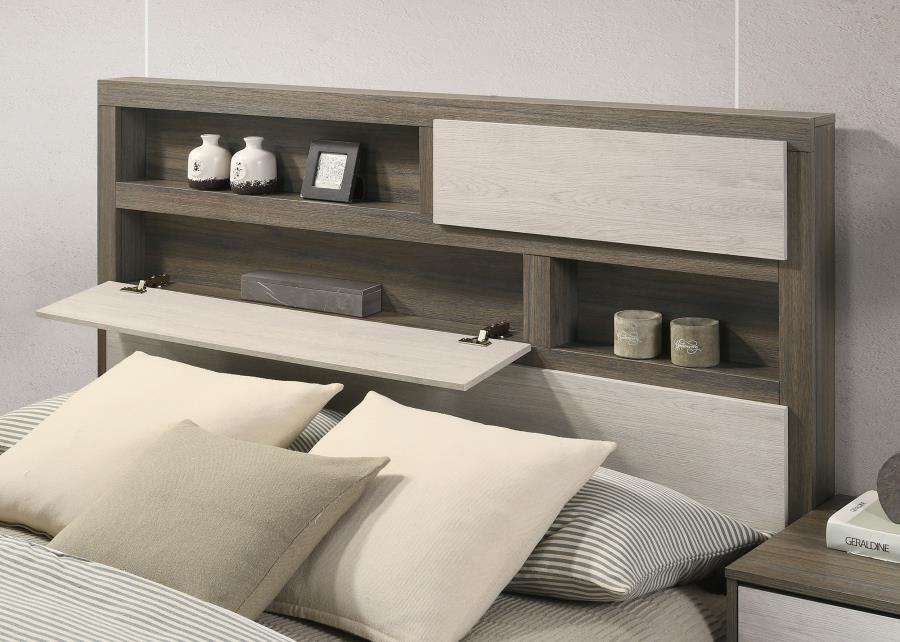 Fenwick Eastern King Bed Bookcase Headboard Grey Oak view 8