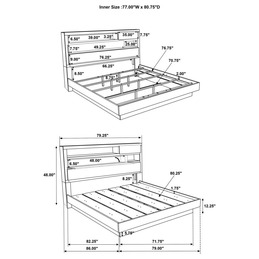 Fenwick Eastern King Bed Bookcase Headboard Grey Oak view 12