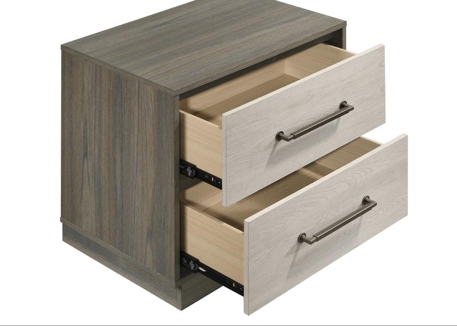 Fenwick 2-drawer Nightstand Bedside Table Grey Oak view 10