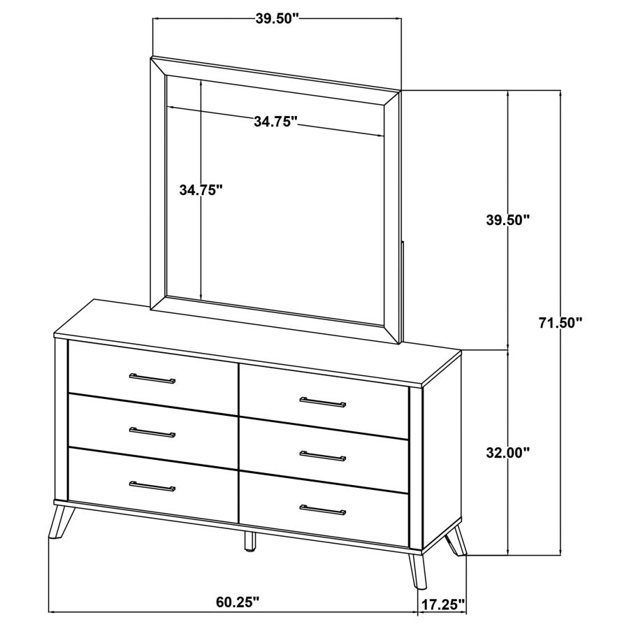 Kaywood 6-drawer Dresser and Mirror Natural Pine view 15