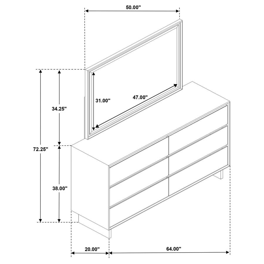 Glenwood 6-drawer Dresser and Mirror Warm Brown view 12