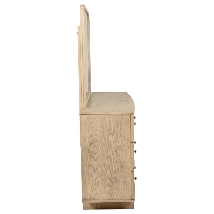 Kailani 9-drawer Dresser and Mirror Beige Oak view 9