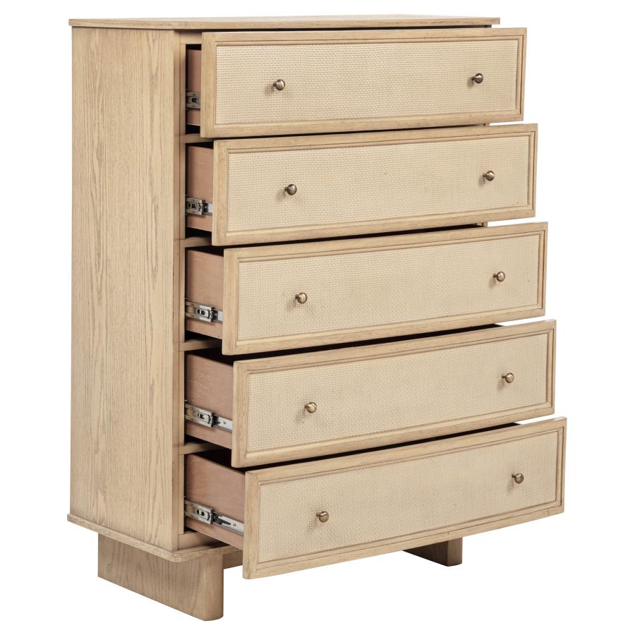 Kailani 5-drawer Bedroom Chest of Drawers Beige Oak view 10