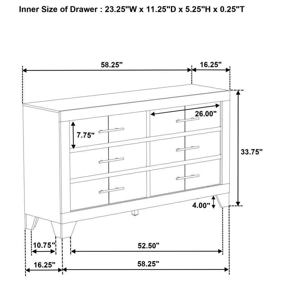 Trenton 6-drawer Bedroom Dresser Rustic Cream view 13