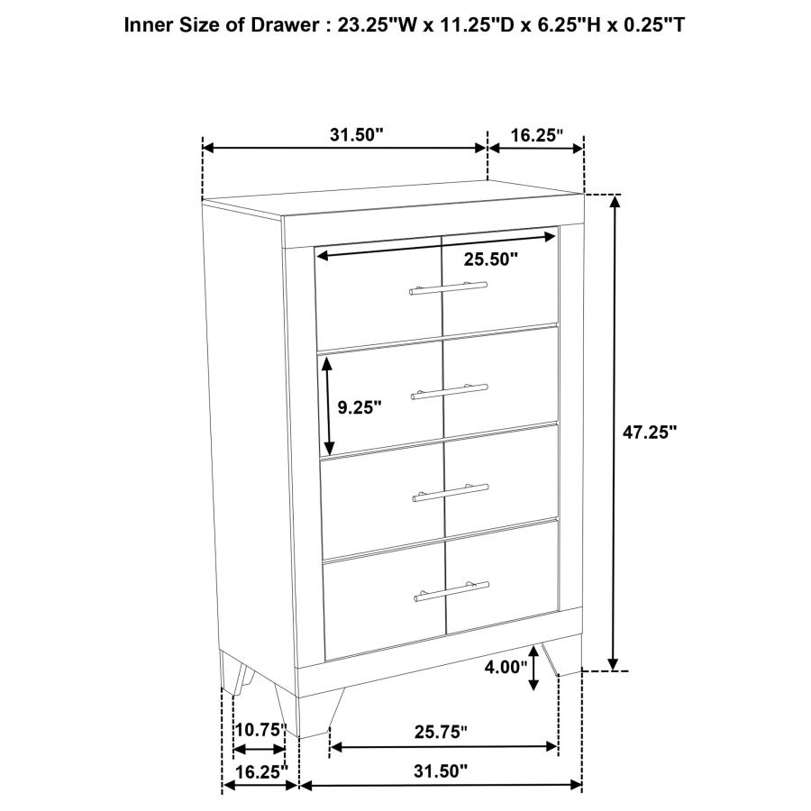 Trenton 4-drawer Bedroom Chest of Drawers Rustic Cream view 13