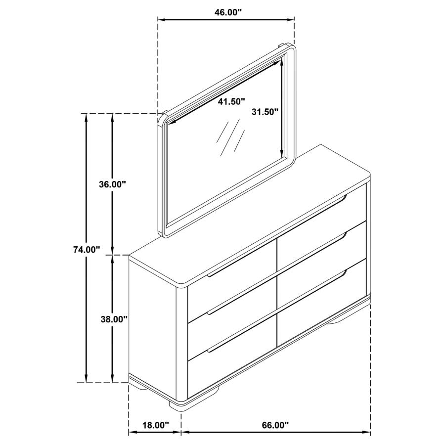 Ladera 6-drawer Bedroom Dresser and Mirror Light Elm view 12