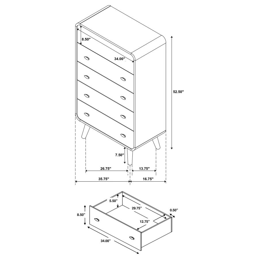 Robyn 5-drawer Bedroom Chest of Drawers Light Ash view 12