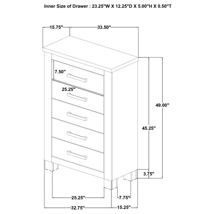 Oakglen 5-drawer Bedroom Chest of Drawers Weathered Oak view 12