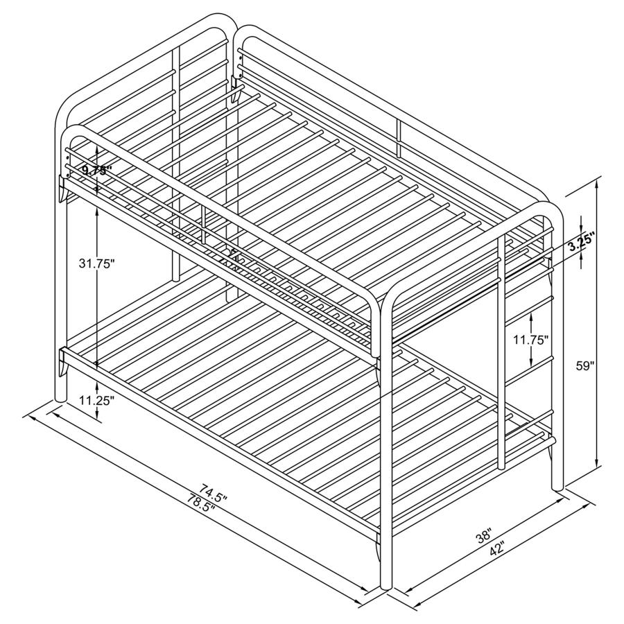 Morgan Metal Twin Over Twin Bunk Bed Silver view 9