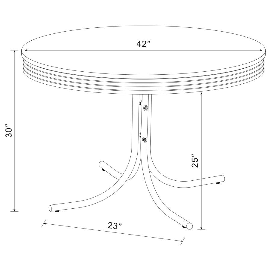 Retro 5-piece Round Dining Table Set White and Red view 9