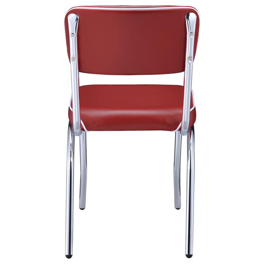 Retro Upholstered Dining Side Chair Red (Set of 2) view 8