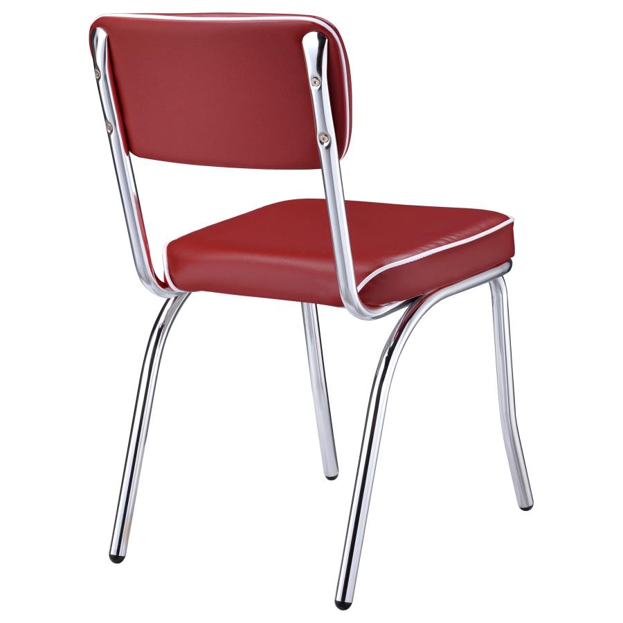 Retro Upholstered Dining Side Chair Red (Set of 2) view 9