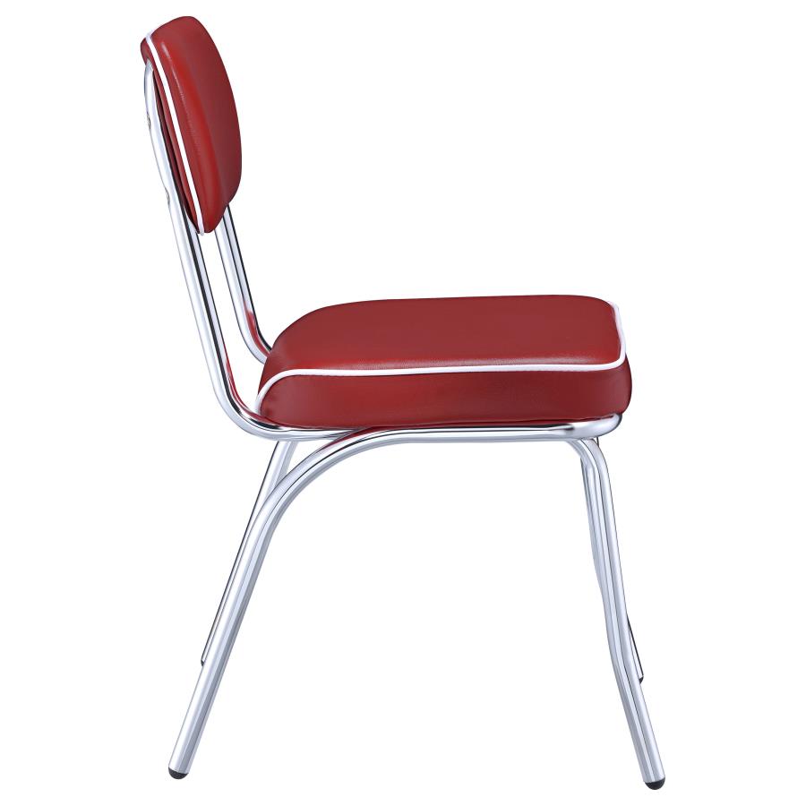 Retro Upholstered Dining Side Chair Red (Set of 2) view 10