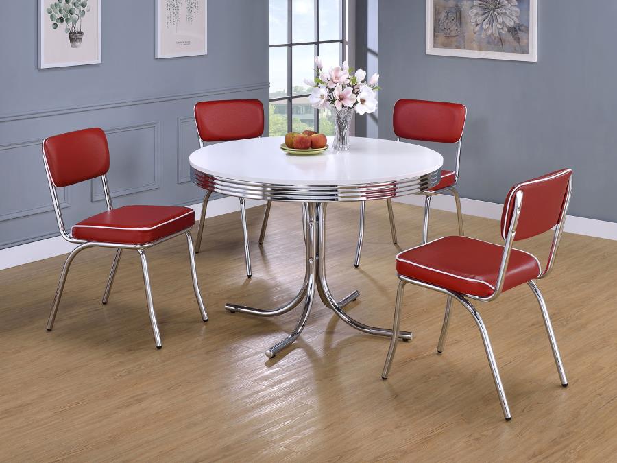 Retro Upholstered Dining Side Chair Red (Set of 2) view 14